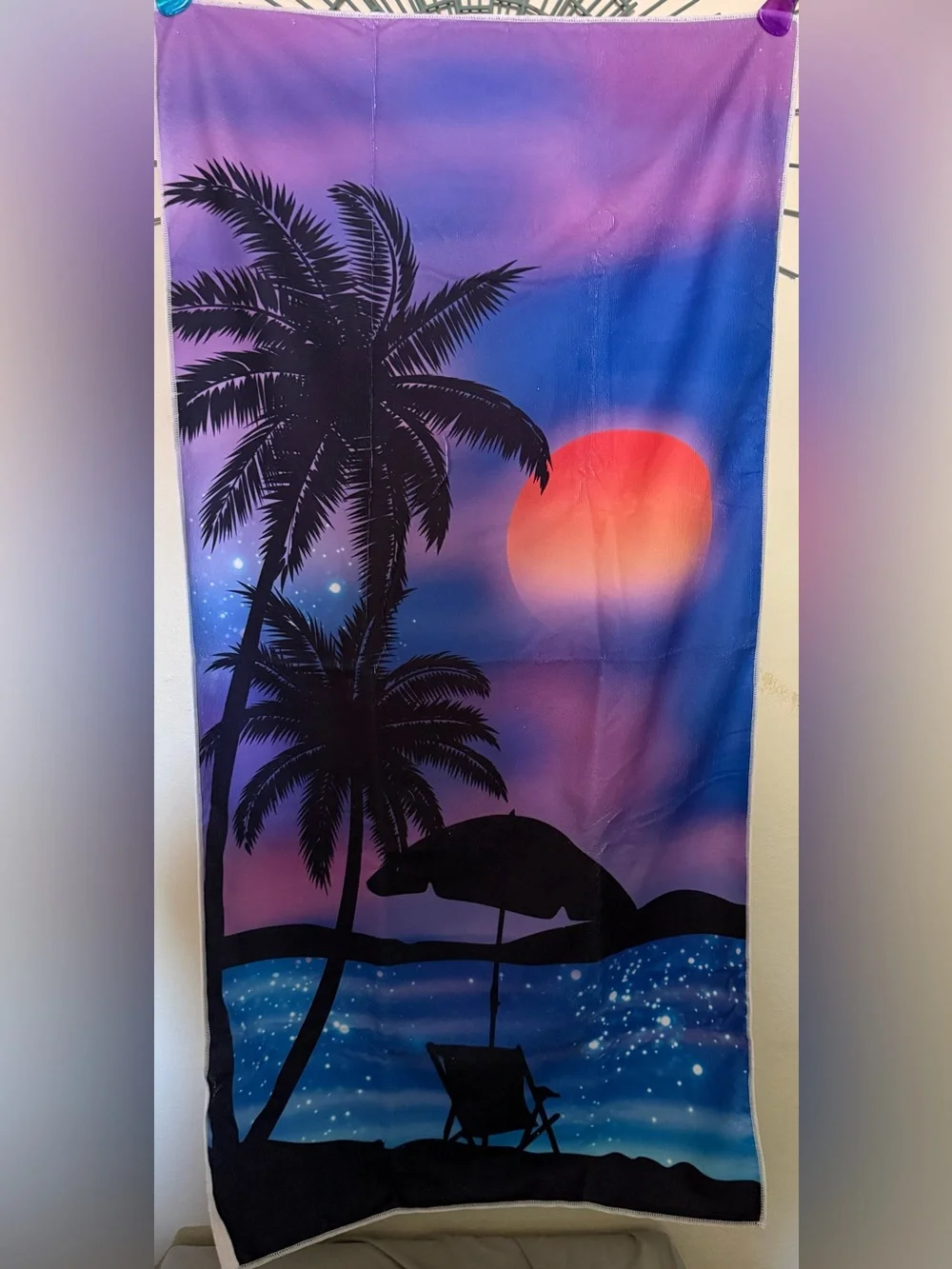 Sunset Palm Beach Towel - Purple Pink Blue Gradient